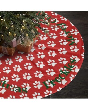 Tree Skirts 36 Inches Christmas Tree Skirt- Personalized Paw Print Christmas Luxury Christmas Decoration Holiday Ornaments fo...