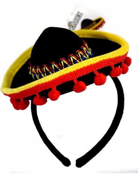 Party Hats Cinco de Mayo Sombrero Headband - Mexican Fiesta Party Hat Decorations - Red Ball Fringe Mini Costume - One Size F...