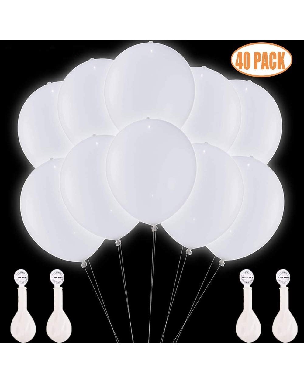 Balloons LED Light Up Balloons White 40 Pack- Glow in The Dark Balloons for Wedding Birthday Party Supplies Decorations - Can...