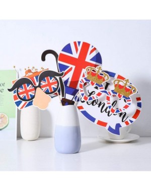 Photobooth Props 20pcs British Flag Photo Booth Props British London Theme Cutouts National Day Party Favors for British Nati...