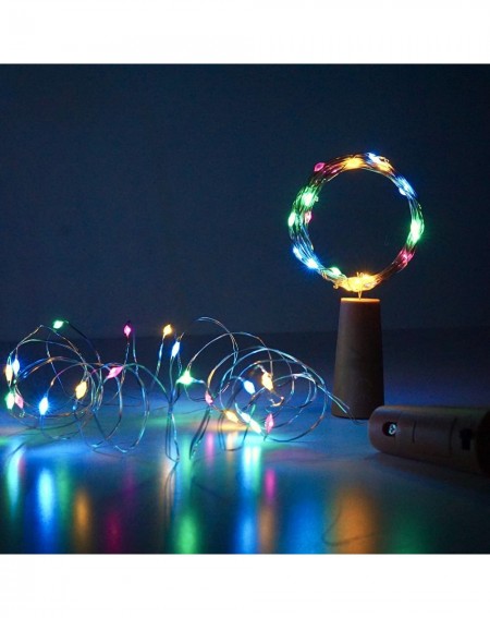 Indoor String Lights 10 Pack 20 LED Wine Bottle Cork Lights Mini Fairy String Lights Copper Wire- Battery Operated Starry Lig...