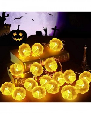 Indoor String Lights 2 Pack 3D Thanksgiving Pumpkin Lights Fall Garland Decor- Total 20Ft 40 LED Warm White Lights Battery Po...