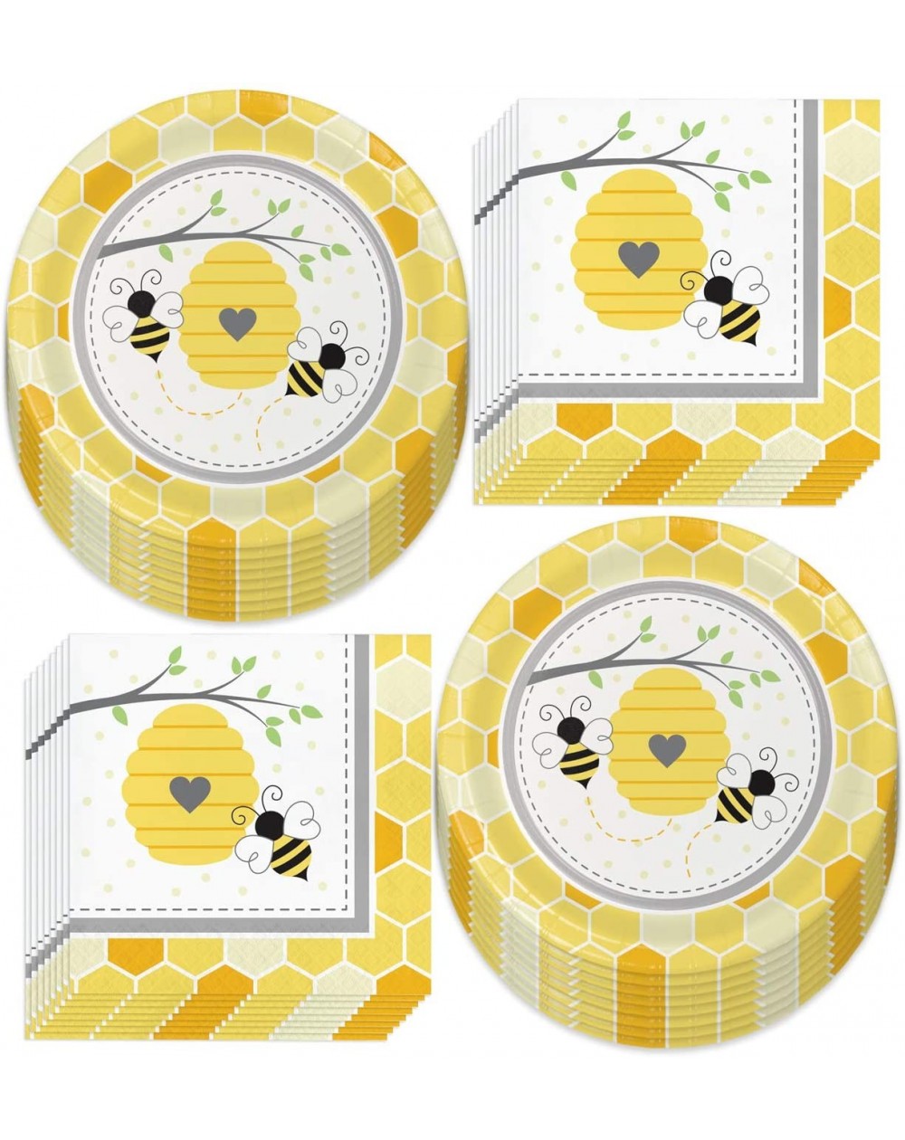 Party Packs Bee Party Supplies for Baby Showers and Birthdays - Bumblebee Paper Dinner Plates and Luncheon Napkins (Serves 16...