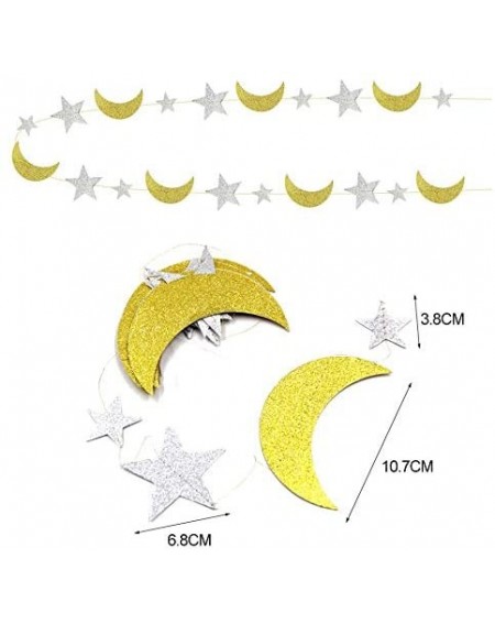 Banners & Garlands 3Packs Gold Moon Garland and Silver Stars Streamer Kit for Party Decorations Hanging Paper Garlands for Tw...