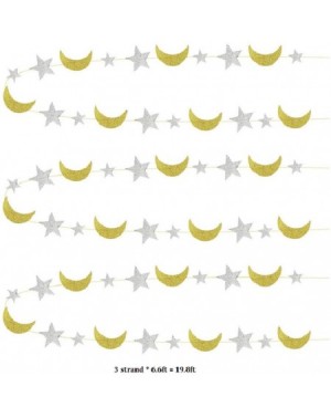 Banners & Garlands 3Packs Gold Moon Garland and Silver Stars Streamer Kit for Party Decorations Hanging Paper Garlands for Tw...