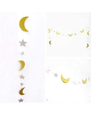 Banners & Garlands 3Packs Gold Moon Garland and Silver Stars Streamer Kit for Party Decorations Hanging Paper Garlands for Tw...