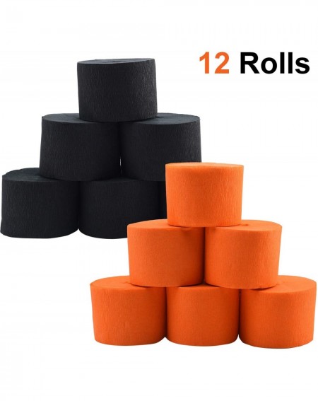 Party Favors 984 Feet Totally Halloween Crepe Paper Streamers Black and Orange Crepe Paper Roll for Halloween Party Decoratio...