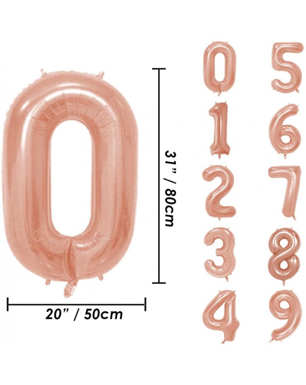 Rose Gold Number Balloon and Happy Birthday Banner Pack- 40 Inch Large ...