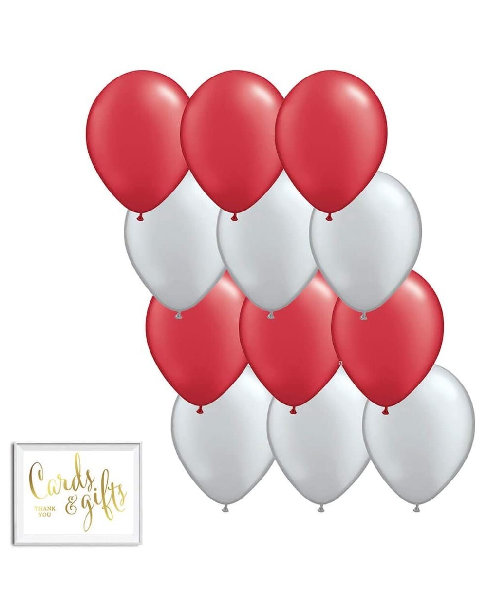 Balloons 11-inch Latex Balloon Duo Party Kit with Gold Cards & Gifts Sign- Red and Silver Gray- 12-pk - Red and Silver Gray -...