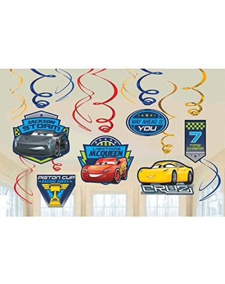 Centerpieces Lightning Mcqueen Cars Birthday Party Decorations- Cars 3 Decor Set with Banner- Centerpieces and Hanging Swirls...