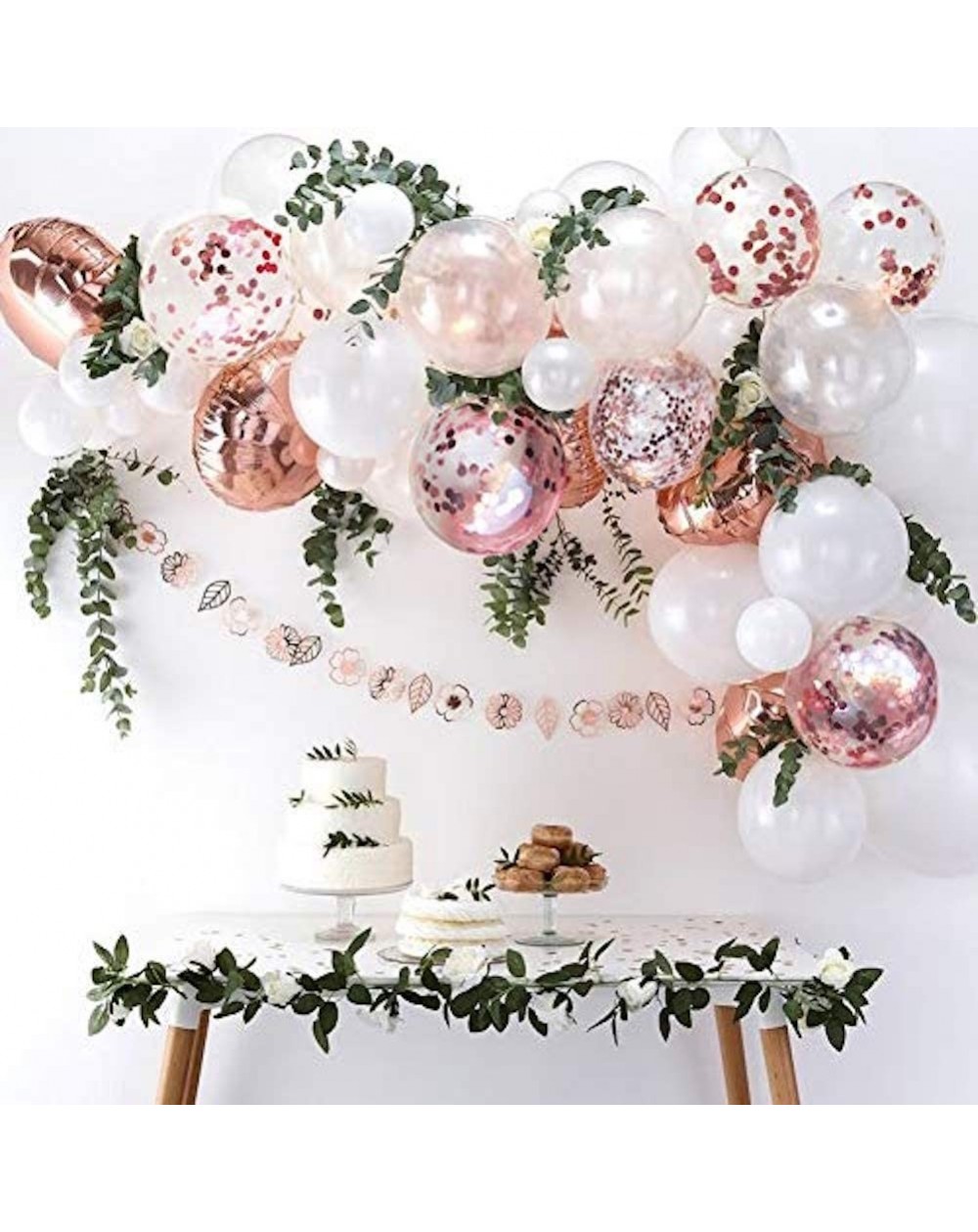 Balloons Rose Gold Confetti & White Balloon Garland Arch 66 Pieces Boho- Garden- Wedding- Shower- Party Decor. - CS1936E5894 ...