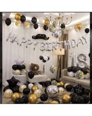 Balloons Black Gold Confetti Balloons 50 Pack - 12 Inch Gold White and Black Confetti Balloons with Ribbons for Graduation Bi...