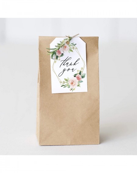 Favors Geometric Floral Favor Thank You Tags - Greenery- Pink Blush Flower Design- Perfect for Wedding Favors- Baby Shower- B...