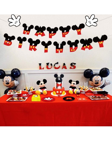 Party Packs Mickey Mouse Birthday Party Supplies Including Plates- Cups- Napkins- Spoons- Forks- Knives- Tablecloth and Banne...