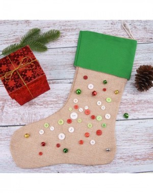 Stockings & Holders 4 Pieces Burlap Christmas Stockings Fireplace Hanging Stockings for Christmas Decoration DIY Craft (Red- ...