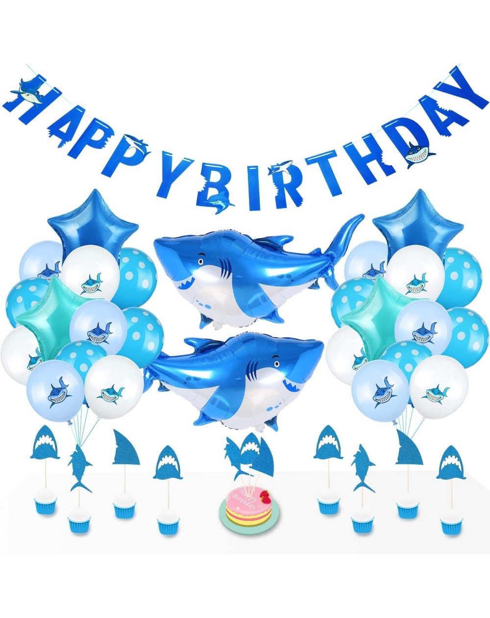 58 Pieces Shark Party Supplies Decorations- Include Shark Balloons ...