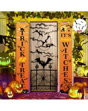 Banners Halloween Decorations Outdoor-Trick or Treat & It's October Witches Halloween Signs for Front Door or Indoor Home Dec...