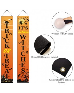 Banners Halloween Decorations Outdoor-Trick or Treat & It's October Witches Halloween Signs for Front Door or Indoor Home Dec...