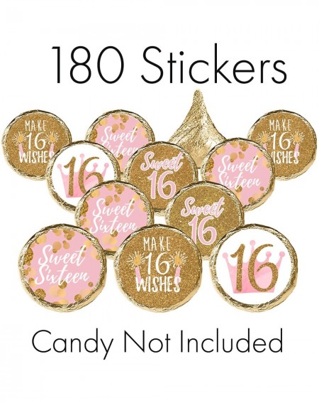 Favors Sweet Sixteen 16th Birthday Party Favor Stickers - 180 Labels (Pink and Gold) - CT180K67IQU $8.34