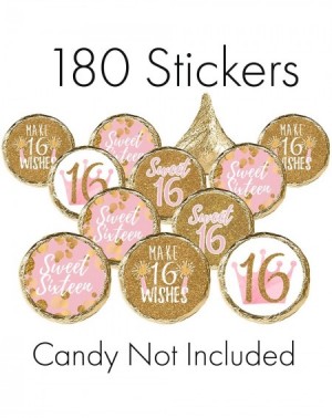 Favors Sweet Sixteen 16th Birthday Party Favor Stickers - 180 Labels (Pink and Gold) - CT180K67IQU $8.34