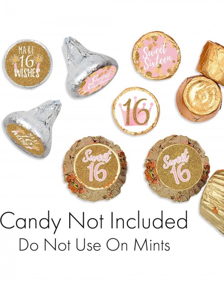 Favors Sweet Sixteen 16th Birthday Party Favor Stickers - 180 Labels (Pink and Gold) - CT180K67IQU $8.34