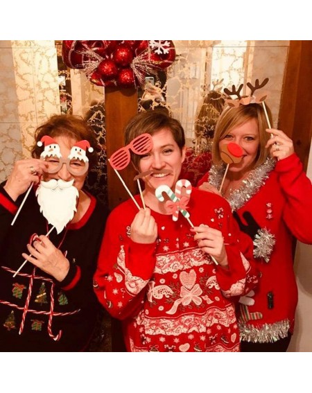 Photobooth Props Christmas Photo Booth Props - Christmas Selfie Props Santa Claus Deer Horn Glasses Funny Christmas Party Dec...