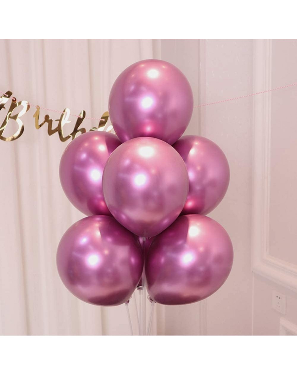 Balloons Metallic Chrome Hot Pink Balloons 100 Pcs 12 Inch Helium Shiny Thicken Latex Balloons Party Decoration - Pink - CX18...