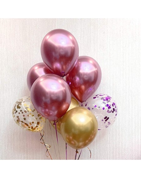 Balloons Metallic Chrome Hot Pink Balloons 100 Pcs 12 Inch Helium Shiny Thicken Latex Balloons Party Decoration - Pink - CX18...