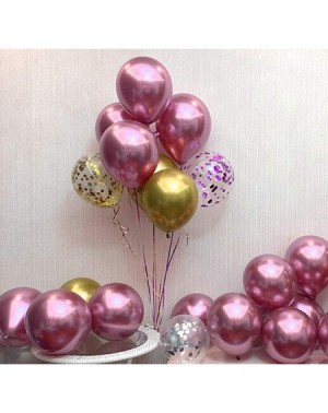 Balloons Metallic Chrome Hot Pink Balloons 100 Pcs 12 Inch Helium Shiny Thicken Latex Balloons Party Decoration - Pink - CX18...