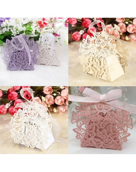 Favors 50PCS Hot Sale Laser Cut Butterfly Wedding Bridal Shower Candy Birthday Party Favor Candy Boxes with ribbon (Beige) - ...