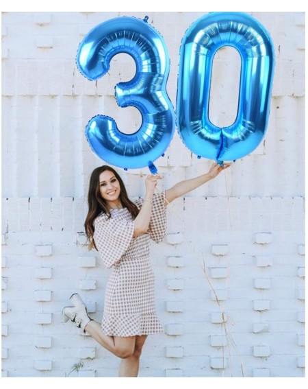 Balloons 40 Inch Blue Large Numbers Balloon Birthday Party Decorations- Foil Mylar Big Number Balloon Digital 30 for 30th Bir...