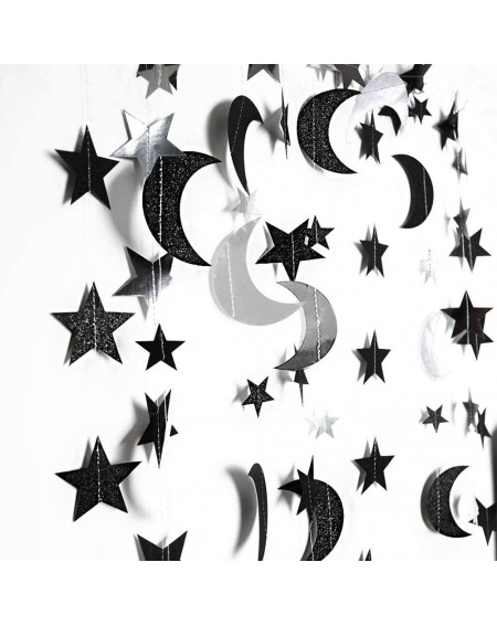 Banners & Garlands Glitter Black Silver Star Moon Garland Kit Halloween Party Decoration Hanging Paper Twinkle Star Birthday ...