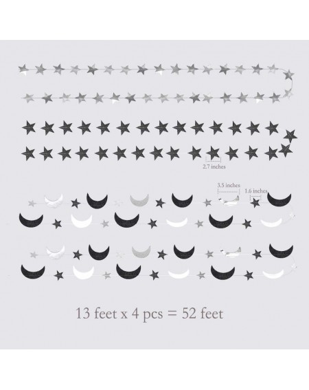 Banners & Garlands Glitter Black Silver Star Moon Garland Kit Halloween Party Decoration Hanging Paper Twinkle Star Birthday ...