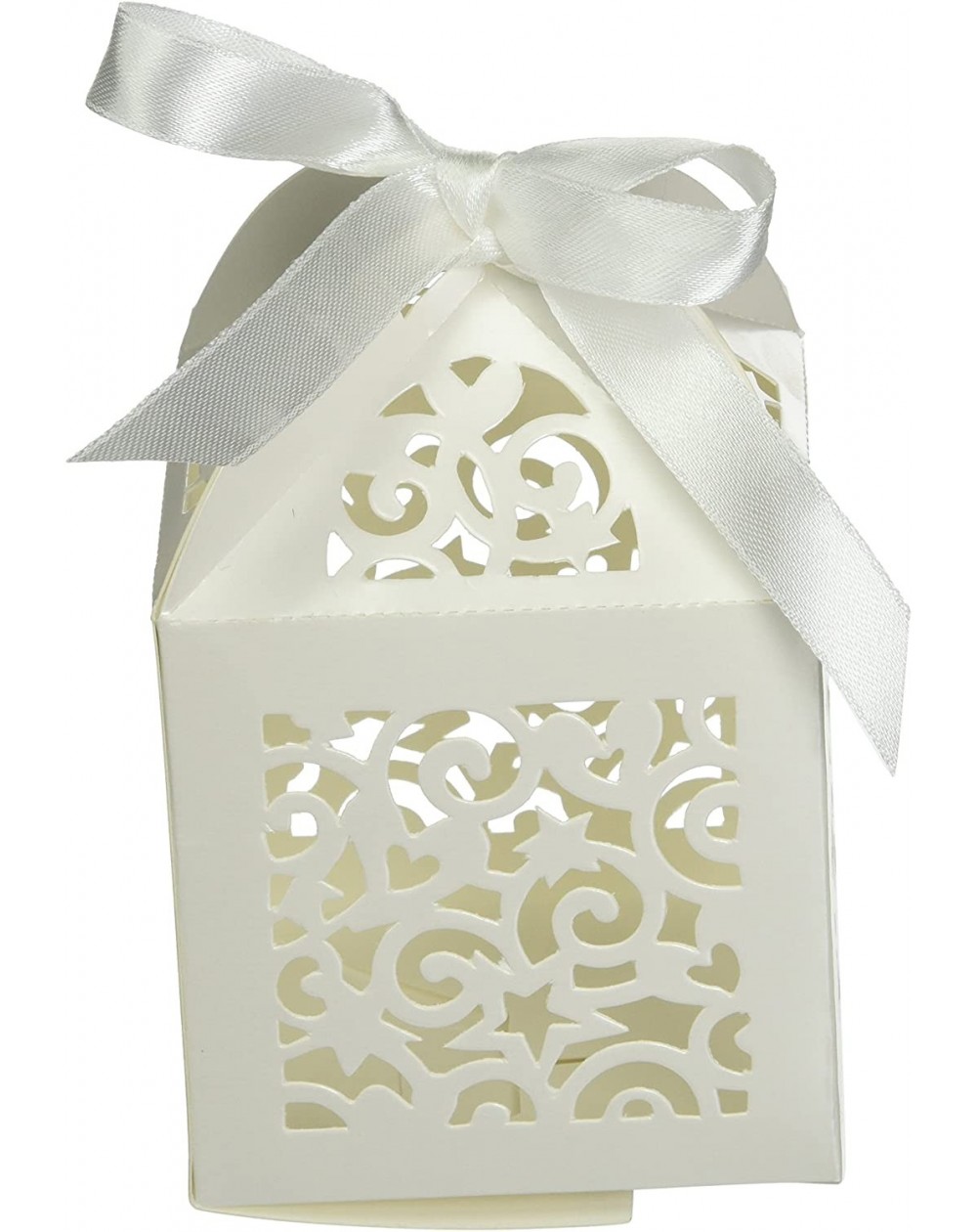 Favors David Tutera Laser Cut Favor Box with Ribbon Tie- 12 Per Pack Party Supplies- Ivory/Cream- 3 Each - C01103T30JD $11.32