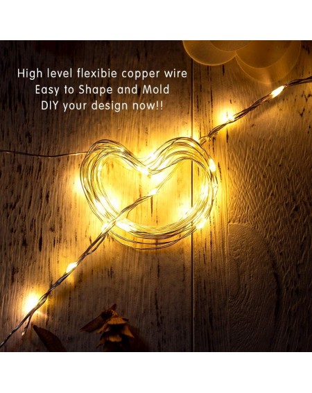 Indoor String Lights 2 Sets Indoor String Lights 16.4ft 50 LEDs Battery Powered Outdoor & Indoor Copper Wire Decorative Rope ...