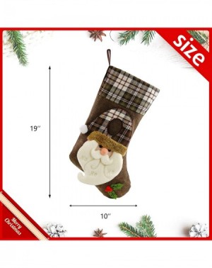 Stockings & Holders 2 pcs Christmas Stockings Kit 3D Santa Snowman Flax Socks Tartan Holders Ornament Gift Bags for Kids Part...