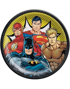 Party Packs Justice League Party Supplies Bundle Includes Super Hero Party Plates and Napkins- Utensils- and Printed Ribbon -...