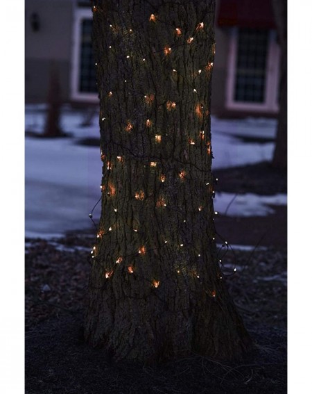 Indoor String Lights 2' x 8' Orange LED Net Style Tree Trunk Wrap Christmas Lights - Brown Wire - CA184TI2X97 $22.16