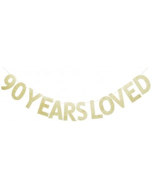 Banners & Garlands 90 Years Loved Gold Glitter Banner for 90th Birthday/Wedding Anniversary Party Sign Photo Props - CI18W57Y...