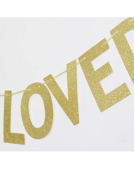 Banners & Garlands 90 Years Loved Gold Glitter Banner for 90th Birthday/Wedding Anniversary Party Sign Photo Props - CI18W57Y...