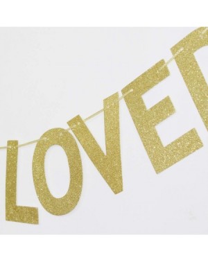 Banners & Garlands 90 Years Loved Gold Glitter Banner for 90th Birthday/Wedding Anniversary Party Sign Photo Props - CI18W57Y...