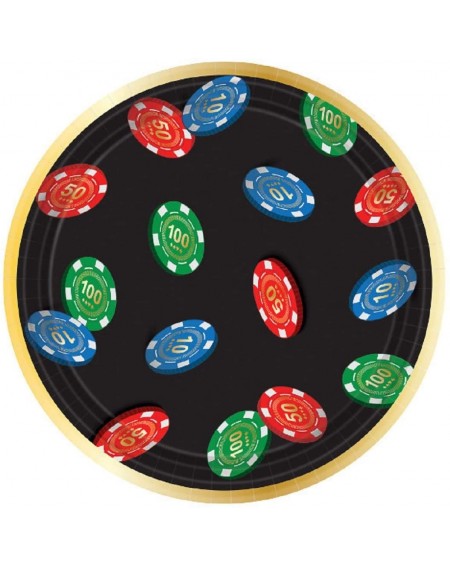 Party Packs Casino Night Party Supplies for 16 Guests - Includes 16 Dinner Plates- 16 Dessert Plates- 16 Dinner Napkins- and ...