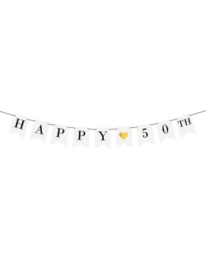 Banners & Garlands Happy 50th Birthday Banner - 50th Wedding Anniversary Decorations - Milestone Birthday Party Decorations -...