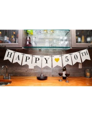 Banners & Garlands Happy 50th Birthday Banner - 50th Wedding Anniversary Decorations - Milestone Birthday Party Decorations -...