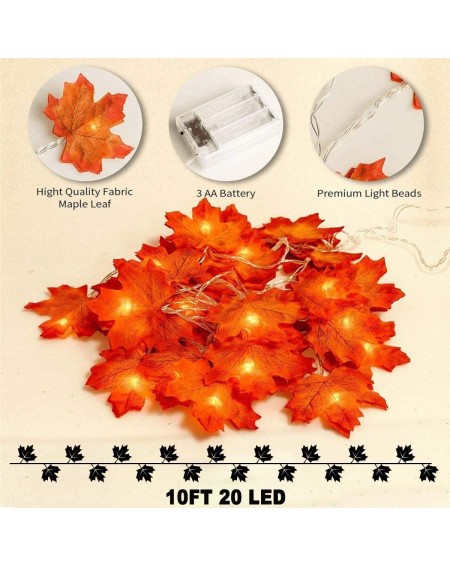 Indoor String Lights 5 Pack Maple Leaves Garland String Lights-Thanksgiving Decorations Fall String Lights with 50 Ft/100 LED...