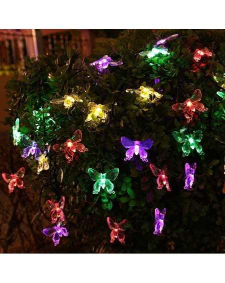 Outdoor String Lights Solar Outdoor String Lights- 30 LED Butterfly Solar Fairy Waterproof Decorative Lighting for Garden- Pa...