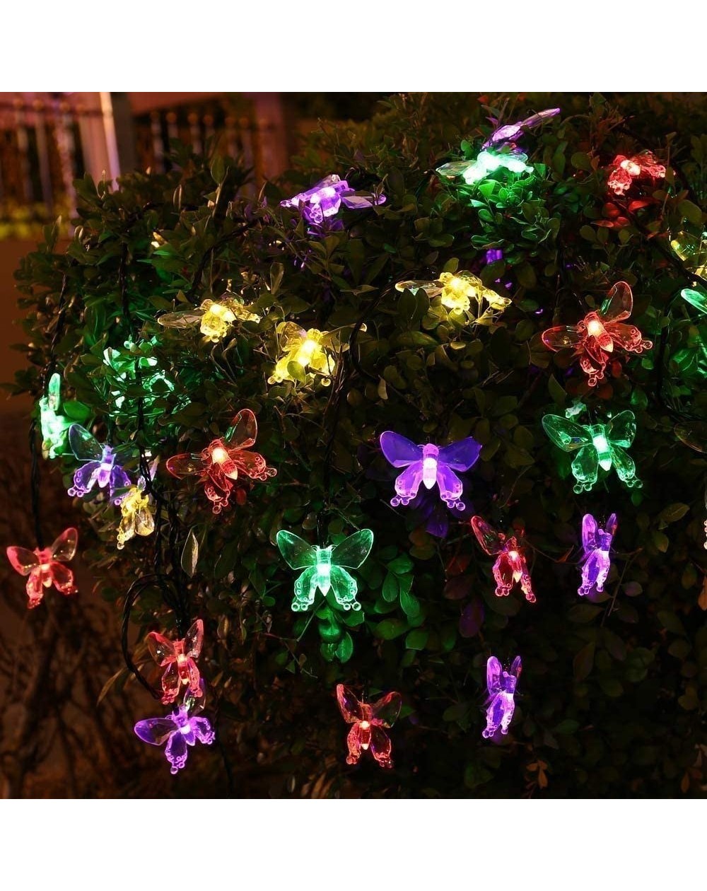 Outdoor String Lights Solar Outdoor String Lights- 30 LED Butterfly Solar Fairy Waterproof Decorative Lighting for Garden- Pa...