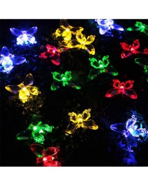 Outdoor String Lights Solar Outdoor String Lights- 30 LED Butterfly Solar Fairy Waterproof Decorative Lighting for Garden- Pa...