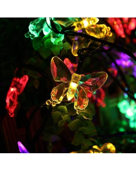 Outdoor String Lights Solar Outdoor String Lights- 30 LED Butterfly Solar Fairy Waterproof Decorative Lighting for Garden- Pa...