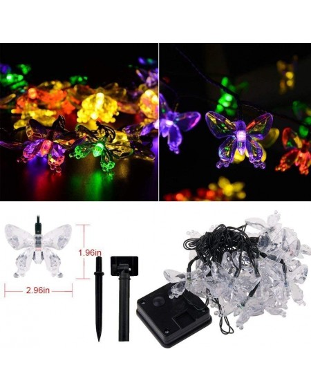 Outdoor String Lights Solar Outdoor String Lights- 30 LED Butterfly Solar Fairy Waterproof Decorative Lighting for Garden- Pa...